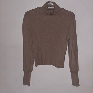 Forever 21 Ribbed Mock Neck Brown Sweater Size L